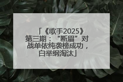 《歌手2025》第三期：“断眉”对战单依纯袭榜成功，白举纲淘汰