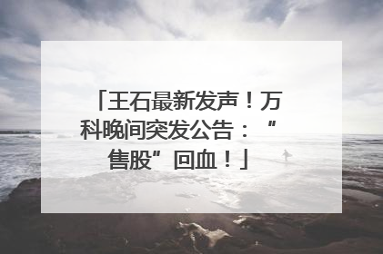 王石最新发声！万科晚间突发公告：“售股”回血！