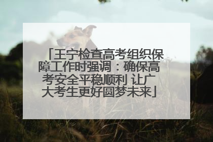 王宁检查高考组织保障工作时强调：确保高考安全平稳顺利 让广大考生更好圆梦未来