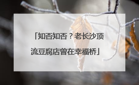 知否知否？老长沙顶流豆腐店曾在幸福桥