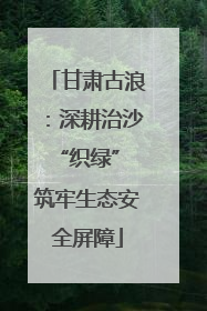 甘肃古浪：深耕治沙“织绿” 筑牢生态安全屏障