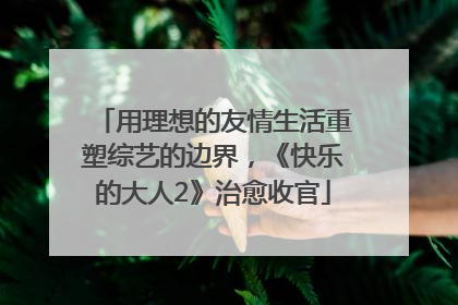 用理想的友情生活重塑综艺的边界，《快乐的大人2》治愈收官