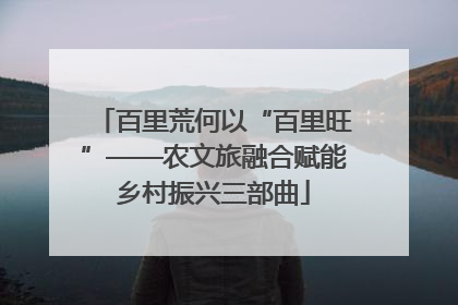 百里荒何以“百里旺”——农文旅融合赋能乡村振兴三部曲
