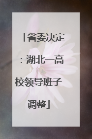 省委决定：湖北一高校领导班子调整