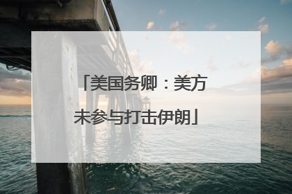 美国务卿：美方未参与打击伊朗