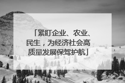 紧盯企业、农业、民生，为经济社会高质量发展保驾护航