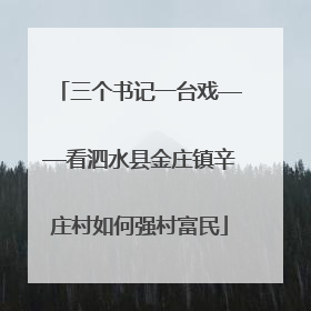 三个书记一台戏——看泗水县金庄镇辛庄村如何强村富民