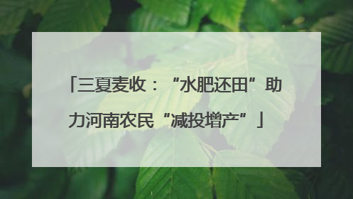 三夏麦收：“水肥还田”助力河南农民“减投增产”