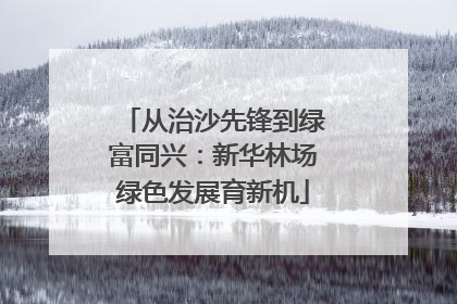 从治沙先锋到绿富同兴：新华林场绿色发展育新机
