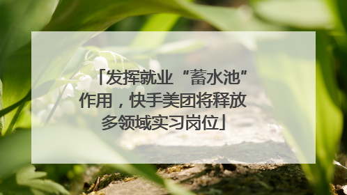 发挥就业“蓄水池”作用，快手美团将释放多领域实习岗位
