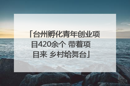台州孵化青年创业项目420余个 带着项目来 乡村给舞台