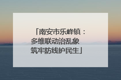 南安市乐峰镇：多维联动治乱象 筑牢防线护民生