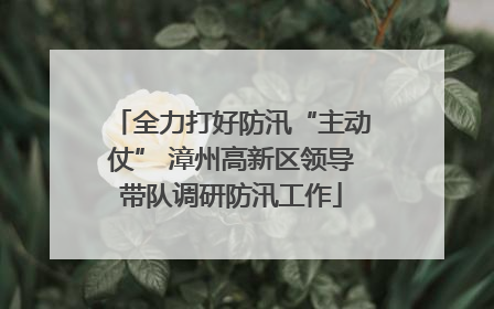 全力打好防汛“主动仗” 漳州高新区领导带队调研防汛工作