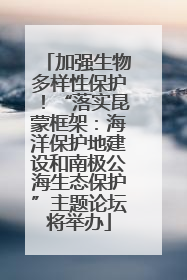 加强生物多样性保护！“落实昆蒙框架：海洋保护地建设和南极公海生态保护”主题论坛将举办