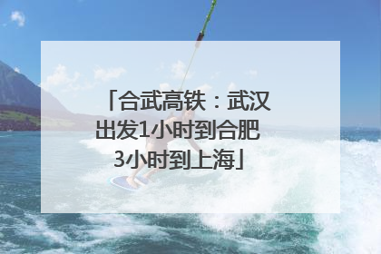 合武高铁：武汉出发1小时到合肥3小时到上海
