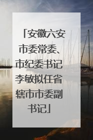 安徽六安市委常委、市纪委书记李敏拟任省辖市市委副书记