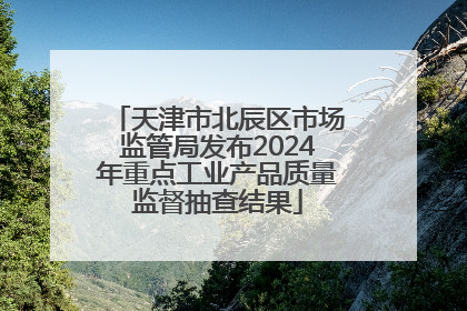 天津市北辰区市场监管局发布2024年重点工业产品质量监督抽查结果