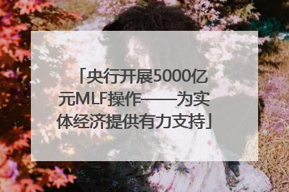 央行开展5000亿元MLF操作——为实体经济提供有力支持