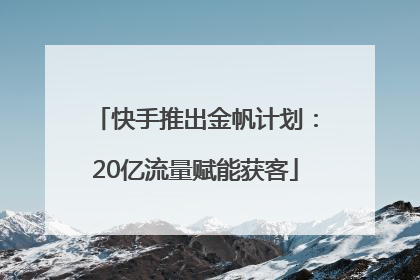 快手推出金帆计划：20亿流量赋能获客