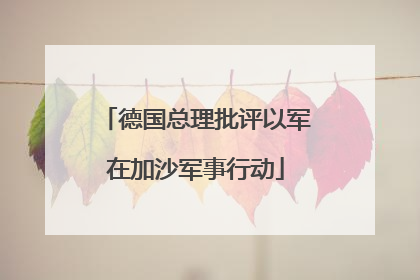德国总理批评以军在加沙军事行动