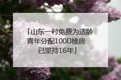 山东一村免费为适龄青年分配100㎡楼房 已坚持16年