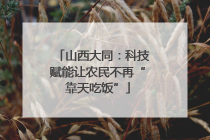 山西大同：科技赋能让农民不再“靠天吃饭”