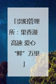 崇阳管理所：果香漫高速 爱心“鲜”万里