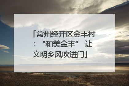 常州经开区金丰村：“和美金丰” 让文明乡风吹进门