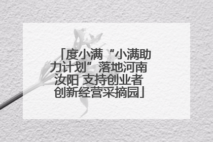 度小满“小满助力计划”落地河南汝阳 支持创业者创新经营采摘园