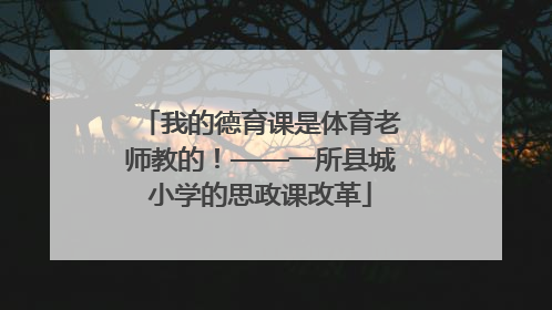 我的德育课是体育老师教的！——一所县城小学的思政课改革