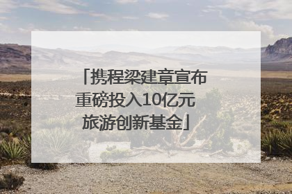 携程梁建章宣布重磅投入10亿元旅游创新基金