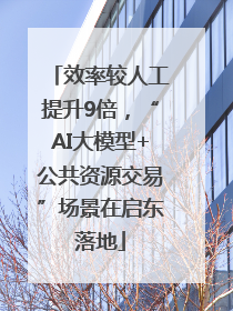 效率较人工提升9倍，“AI大模型+公共资源交易”场景在启东落地