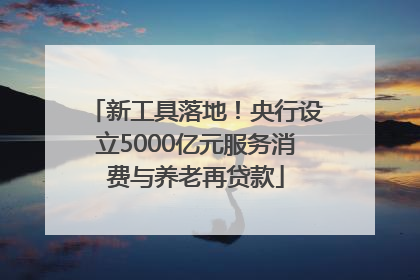 新工具落地！央行设立5000亿元服务消费与养老再贷款