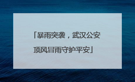 暴雨突袭，武汉公安顶风冒雨守护平安