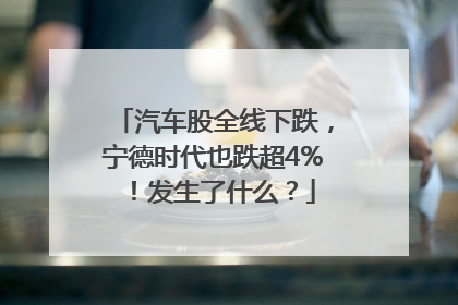 汽车股全线下跌，宁德时代也跌超4%！发生了什么？