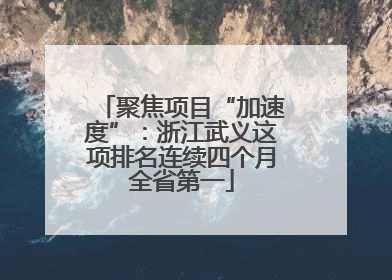 聚焦项目“加速度”：浙江武义这项排名连续四个月全省第一