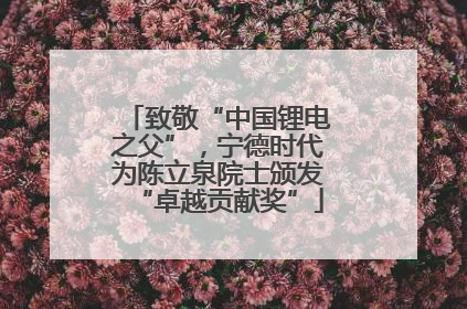 致敬“中国锂电之父”，宁德时代为陈立泉院士颁发“卓越贡献奖”