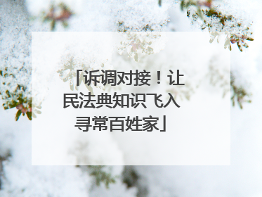 诉调对接！让民法典知识飞入寻常百姓家