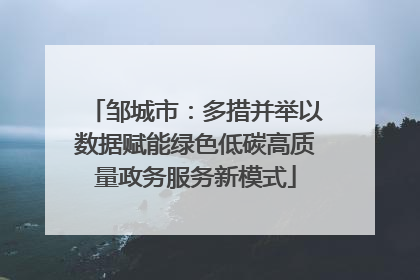 邹城市：多措并举以数据赋能绿色低碳高质量政务服务新模式