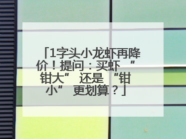 1字头小龙虾再降价！提问：买虾 “钳大” 还是 “钳小” 更划算？