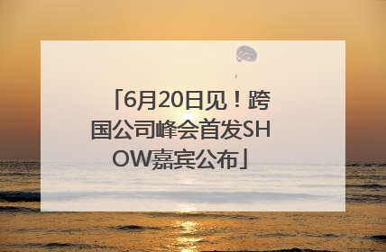 6月20日见！跨国公司峰会首发SHOW嘉宾公布