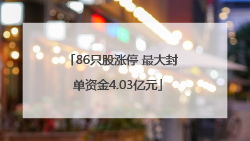 86只股涨停 最大封单资金4.03亿元